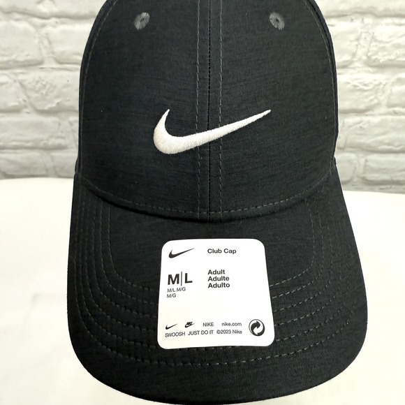 NEW Nike [M/L] Men's Heathered CLUB Golf Hat/Cap-Black/Smoke Grey HF5289-010 New - Picture 2 of 11